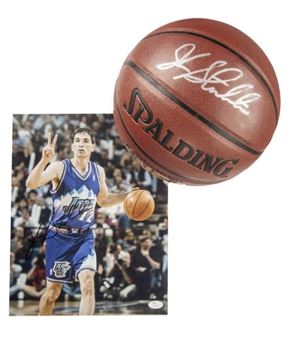 John Stockton Autograph Lot of (2): Signed Basketball and 11x14 Photo